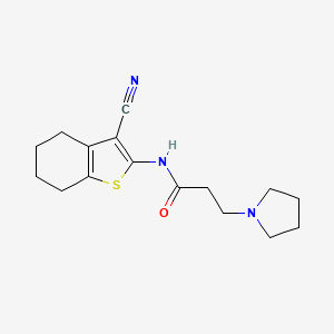 molecular formula C16H21N3OS B2486748 N-(3-cyano-4,5,6,7-tetrahydro-1-benzothiophen-2-yl)-3-(pyrrolidin-1-yl)propanamide CAS No. 58125-35-2