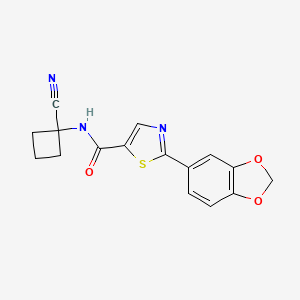 molecular formula C16H13N3O3S B2486766 2-(2H-1,3-benzodioxol-5-yl)-N-(1-cyanocyclobutyl)-1,3-thiazole-5-carboxamide CAS No. 1311515-41-9