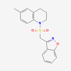 molecular formula C18H18N2O3S B2486773 1-[(1,2-benzoxazol-3-yl)methanesulfonyl]-6-methyl-1,2,3,4-tetrahydroquinoline CAS No. 1797092-80-8
