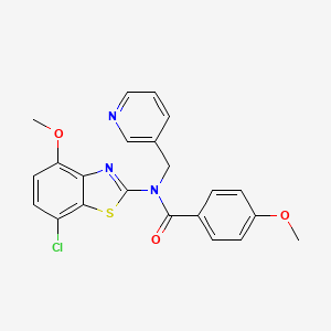 molecular formula C22H18ClN3O3S B2486779 N-(7-chloro-4-methoxy-1,3-benzothiazol-2-yl)-4-methoxy-N-[(pyridin-3-yl)methyl]benzamide CAS No. 886965-02-2