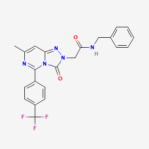 molecular formula C22H18F3N5O2 B2486788 N-benzyl-2-{7-methyl-3-oxo-5-[4-(trifluoromethyl)phenyl]-2H,3H-[1,2,4]triazolo[4,3-c]pyrimidin-2-yl}acetamide CAS No. 1251608-72-6