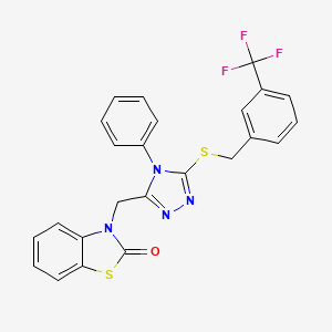 molecular formula C24H17F3N4OS2 B2486810 3-((4-phenyl-5-((3-(trifluoromethyl)benzyl)thio)-4H-1,2,4-triazol-3-yl)methyl)benzo[d]thiazol-2(3H)-one CAS No. 847402-27-1