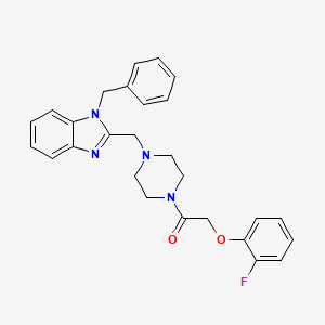 molecular formula C27H27FN4O2 B2486813 1-(4-((1-benzyl-1H-benzo[d]imidazol-2-yl)methyl)piperazin-1-yl)-2-(2-fluorophenoxy)ethanone CAS No. 1171404-75-3