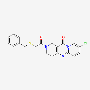 molecular formula C20H18ClN3O2S B2486853 5-(2-benzylsulfanylacetyl)-13-chloro-1,5,9-triazatricyclo[8.4.0.03,8]tetradeca-3(8),9,11,13-tetraen-2-one CAS No. 2034413-60-8