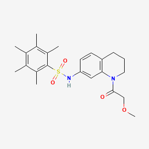 molecular formula C23H30N2O4S B2486953 N-(1-(2-methoxyacetyl)-1,2,3,4-tetrahydroquinolin-7-yl)-2,3,4,5,6-pentamethylbenzenesulfonamide CAS No. 1170543-89-1