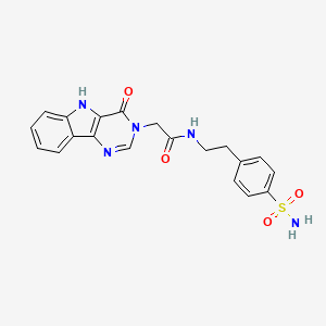 molecular formula C20H19N5O4S B2486992 2-{4-oxo-3H,4H,5H-pyrimido[5,4-b]indol-3-yl}-N-[2-(4-sulfamoylphenyl)ethyl]acetamide CAS No. 1105204-28-1