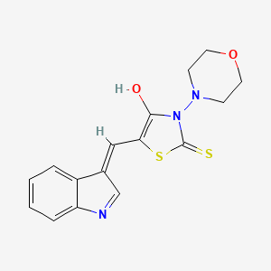 molecular formula C16H15N3O2S2 B2487031 (Z)-5-((1H-indol-3-yl)methylene)-3-morpholino-2-thioxothiazolidin-4-one CAS No. 881817-53-4
