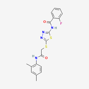 N-[5-[2-(2,4-dimethylanilino)-2-oxoethyl]sulfanyl-1,3,4-thiadiazol-2-yl]-2-fluorobenzamide