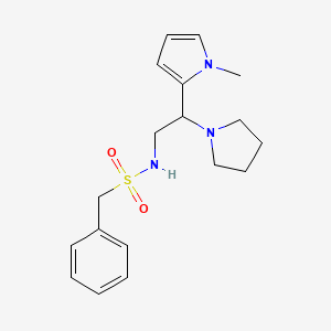 molecular formula C18H25N3O2S B2487091 N-(2-(1-methyl-1H-pyrrol-2-yl)-2-(pyrrolidin-1-yl)ethyl)-1-phenylmethanesulfonamide CAS No. 1049368-26-4