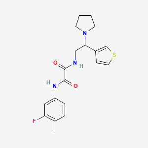 molecular formula C19H22FN3O2S B2487117 N'-(3-fluoro-4-methylphenyl)-N-[2-(pyrrolidin-1-yl)-2-(thiophen-3-yl)ethyl]ethanediamide CAS No. 946355-62-0