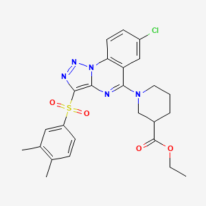 B2487127 Ethyl 1-(7-chloro-3-((3,4-dimethylphenyl)sulfonyl)-[1,2,3]triazolo[1,5-a]quinazolin-5-yl)piperidine-3-carboxylate CAS No. 893789-57-6