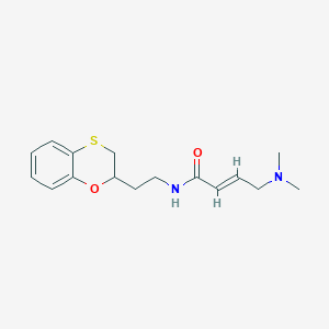molecular formula C16H22N2O2S B2487148 (E)-N-[2-(2,3-Dihydro-1,4-benzoxathiin-2-yl)ethyl]-4-(dimethylamino)but-2-enamide CAS No. 2411322-65-9