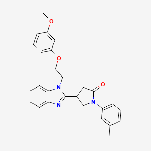 molecular formula C27H27N3O3 B2487163 4-{1-[2-(3-methoxyphenoxy)ethyl]-1H-1,3-benzodiazol-2-yl}-1-(3-methylphenyl)pyrrolidin-2-one CAS No. 912902-37-5