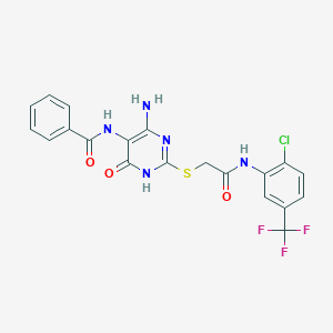 N-(4-amino-2-((2-((2-chloro-5-(trifluoromethyl)phenyl)amino)-2-oxoethyl)thio)-6-oxo-1,6-dihydropyrimidin-5-yl)benzamide