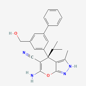 (4S)-6-Amino-4-[3-(hydroxymethyl)-5-phenylphenyl]-3-methyl-4-propan-2-yl-2H-pyrano[2,3-c]pyrazole-5-carbonitrile