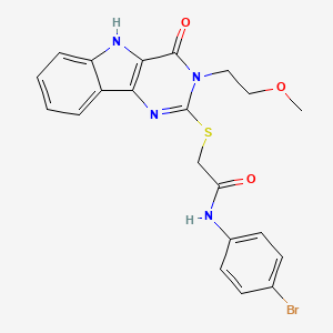 molecular formula C21H19BrN4O3S B2487179 N-(4-bromophenyl)-2-{[3-(2-methoxyethyl)-4-oxo-3H,4H,5H-pyrimido[5,4-b]indol-2-yl]sulfanyl}acetamide CAS No. 887217-28-9