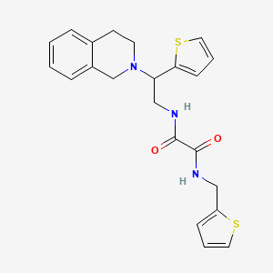 molecular formula C22H23N3O2S2 B2487184 N'-[2-(1,2,3,4-tetrahydroisoquinolin-2-yl)-2-(thiophen-2-yl)ethyl]-N-[(thiophen-2-yl)methyl]ethanediamide CAS No. 898407-98-2
