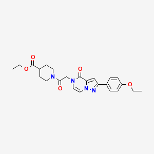 molecular formula C24H28N4O5 B2487186 ETHYL 1-{2-[2-(4-ETHOXYPHENYL)-4-OXO-4H,5H-PYRAZOLO[1,5-A]PYRAZIN-5-YL]ACETYL}PIPERIDINE-4-CARBOXYLATE CAS No. 941981-61-9
