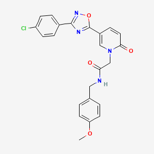 molecular formula C23H19ClN4O4 B2487196 2-{5-[3-(4-chlorophenyl)-1,2,4-oxadiazol-5-yl]-2-oxo-1,2-dihydropyridin-1-yl}-N-[(4-methoxyphenyl)methyl]acetamide CAS No. 1112419-54-1
