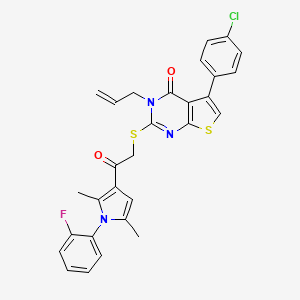 3-allyl-5-(4-chlorophenyl)-2-((2-(1-(2-fluorophenyl)-2,5-dimethyl-1H-pyrrol-3-yl)-2-oxoethyl)thio)thieno[2,3-d]pyrimidin-4(3H)-one