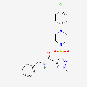 molecular formula C23H26ClN5O3S B2487207 methyl 6-[4-(3-chlorophenyl)piperazin-1-yl]-4-cyclopropyl-7-fluoro-4H-1,4-benzothiazine-2-carboxylate 1,1-dioxide CAS No. 1251615-13-0