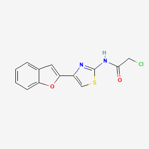 molecular formula C13H9ClN2O2S B2487211 N-[4-(1-benzofuran-2-yl)-1,3-thiazol-2-yl]-2-chloroacetamide CAS No. 924129-01-1