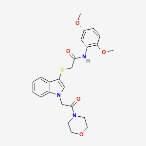 molecular formula C24H27N3O5S B2487213 N-(2,5-dimethoxyphenyl)-2-({1-[2-(morpholin-4-yl)-2-oxoethyl]-1H-indol-3-yl}sulfanyl)acetamide CAS No. 878053-45-3