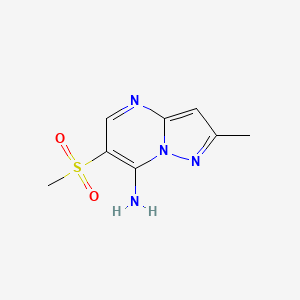 molecular formula C8H10N4O2S B2487216 6-Methanesulfonyl-2-methylpyrazolo[1,5-a]pyrimidin-7-amine CAS No. 439108-98-2