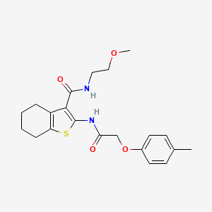 molecular formula C21H26N2O4S B2487226 N-(2-methoxyethyl)-2-{[(4-methylphenoxy)acetyl]amino}-4,5,6,7-tetrahydro-1-benzothiophene-3-carboxamide CAS No. 378769-12-1