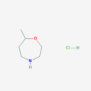 molecular formula C6H14ClNO B2487240 7-Methyl-1,4-oxazepane hydrochloride CAS No. 2138175-27-4