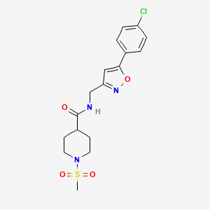molecular formula C17H20ClN3O4S B2487242 N-((5-(4-chlorophenyl)isoxazol-3-yl)methyl)-1-(methylsulfonyl)piperidine-4-carboxamide CAS No. 1206987-40-7