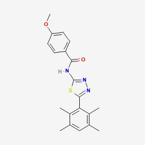 4-methoxy-N-[5-(2,3,5,6-tetramethylphenyl)-1,3,4-thiadiazol-2-yl]benzamide