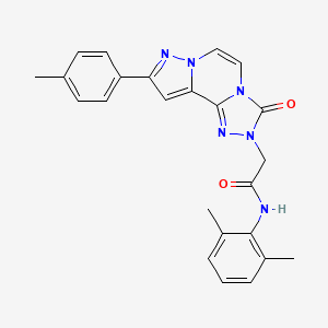 molecular formula C24H22N6O2 B2487282 N-(2,6-dimethylphenyl)-2-[11-(4-methylphenyl)-5-oxo-3,4,6,9,10-pentazatricyclo[7.3.0.02,6]dodeca-1(12),2,7,10-tetraen-4-yl]acetamide CAS No. 1357842-08-0
