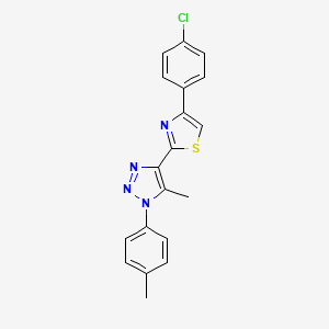 molecular formula C19H15ClN4S B2487285 4-[4-(4-chlorophenyl)-1,3-thiazol-2-yl]-5-methyl-1-(4-methylphenyl)-1H-1,2,3-triazole CAS No. 1207014-08-1