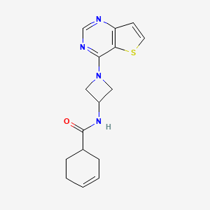 molecular formula C16H18N4OS B2487287 N-(1-Thieno[3,2-d]pyrimidin-4-ylazetidin-3-yl)cyclohex-3-ene-1-carboxamide CAS No. 2380142-34-5