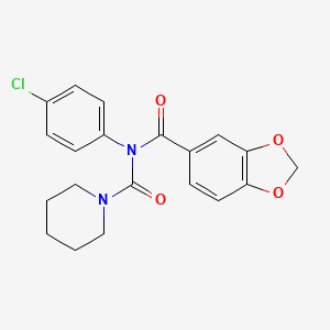 molecular formula C20H19ClN2O4 B2487290 N-(4-chlorophenyl)-N-(piperidine-1-carbonyl)-2H-1,3-benzodioxole-5-carboxamide CAS No. 923201-54-1