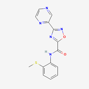 molecular formula C14H11N5O2S B2487291 N-(2-(methylthio)phenyl)-3-(pyrazin-2-yl)-1,2,4-oxadiazole-5-carboxamide CAS No. 1219913-49-1