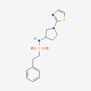 molecular formula C15H19N3O2S2 B2487293 2-phenyl-N-(1-(thiazol-2-yl)pyrrolidin-3-yl)ethanesulfonamide CAS No. 1795494-51-7