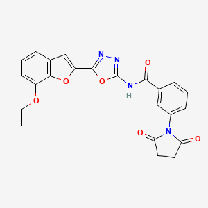 molecular formula C23H18N4O6 B2487296 3-(2,5-dioxopyrrolidin-1-yl)-N-(5-(7-ethoxybenzofuran-2-yl)-1,3,4-oxadiazol-2-yl)benzamide CAS No. 922042-79-3
