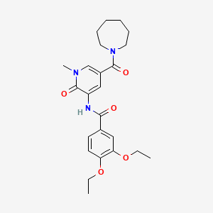 molecular formula C24H31N3O5 B2487299 N-(5-(环庚烷-1-甲酰基)-1-甲基-2-氧代-1,2-二氢嘧啶-3-基)-3,4-二乙氧基苯甲酰胺 CAS No. 1203036-13-8