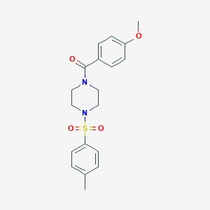 molecular formula C19H22N2O4S B248730 Methyl 4-({4-[(4-methylphenyl)sulfonyl]-1-piperazinyl}carbonyl)phenyl ether 
