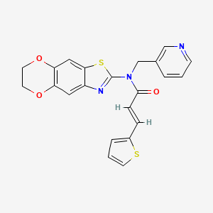 molecular formula C22H17N3O3S2 B2487300 (E)-N-(6,7-dihydro-[1,4]dioxino[2,3-f][1,3]benzothiazol-2-yl)-N-(pyridin-3-ylmethyl)-3-thiophen-2-ylprop-2-enamide CAS No. 895024-90-5