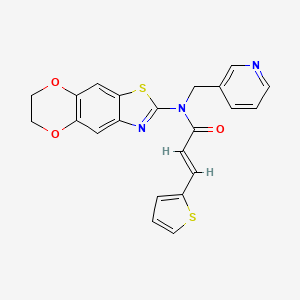 molecular formula C22H17N3O3S2 B2487300 (E)-N-(6,7-dihydro-[1,4]dioxino[2',3':4,5]benzo[1,2-d]thiazol-2-yl)-N-(pyridin-3-ylmethyl)-3-(thiophen-2-yl)acrylamide CAS No. 895024-90-5