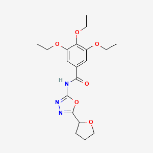 molecular formula C19H25N3O6 B2487304 3,4,5-triethoxy-N-(5-(tetrahydrofuran-2-yl)-1,3,4-oxadiazol-2-yl)benzamide CAS No. 921586-59-6