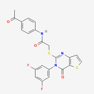 molecular formula C22H15F2N3O3S2 B2487312 N-(4-acetylphenyl)-2-{[3-(3,5-difluorophenyl)-4-oxo-3,4-dihydrothieno[3,2-d]pyrimidin-2-yl]sulfanyl}acetamide CAS No. 1261009-65-7