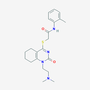 molecular formula C21H28N4O2S B2487327 2-((1-(2-(dimethylamino)ethyl)-2-oxo-1,2,5,6,7,8-hexahydroquinazolin-4-yl)thio)-N-(o-tolyl)acetamide CAS No. 899950-25-5