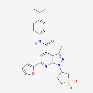 molecular formula C25H26N4O4S B2487330 1-(1,1-dioxidotetrahydrothiophen-3-yl)-6-(furan-2-yl)-N-(4-isopropylphenyl)-3-methyl-1H-pyrazolo[3,4-b]pyridine-4-carboxamide CAS No. 1021215-98-4