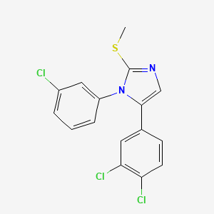 molecular formula C16H11Cl3N2S B2487331 1-(3-chlorophenyl)-5-(3,4-dichlorophenyl)-2-(methylsulfanyl)-1H-imidazole CAS No. 1207000-23-4
