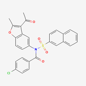 molecular formula C28H20ClNO5S B2487343 N-(3-ACETYL-2-METHYL-1-BENZOFURAN-5-YL)-4-CHLORO-N-(NAPHTHALENE-2-SULFONYL)BENZAMIDE CAS No. 448208-35-3