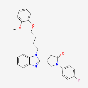 molecular formula C28H28FN3O3 B2487353 1-(4-fluorophenyl)-4-{1-[4-(2-methoxyphenoxy)butyl]-1H-1,3-benzodiazol-2-yl}pyrrolidin-2-one CAS No. 883652-63-9